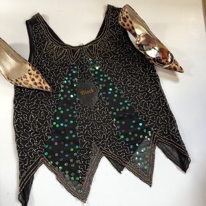 ⏰⏰ LAST CHAMCE ⏰⏰ Beaded Lined Chiffon Tank Sexy, add a Jean jacket. Bam